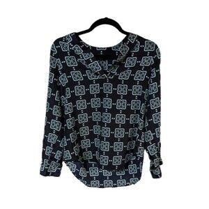 Ann Taylor casual blouse petite geometric paisley pattern SP flowy